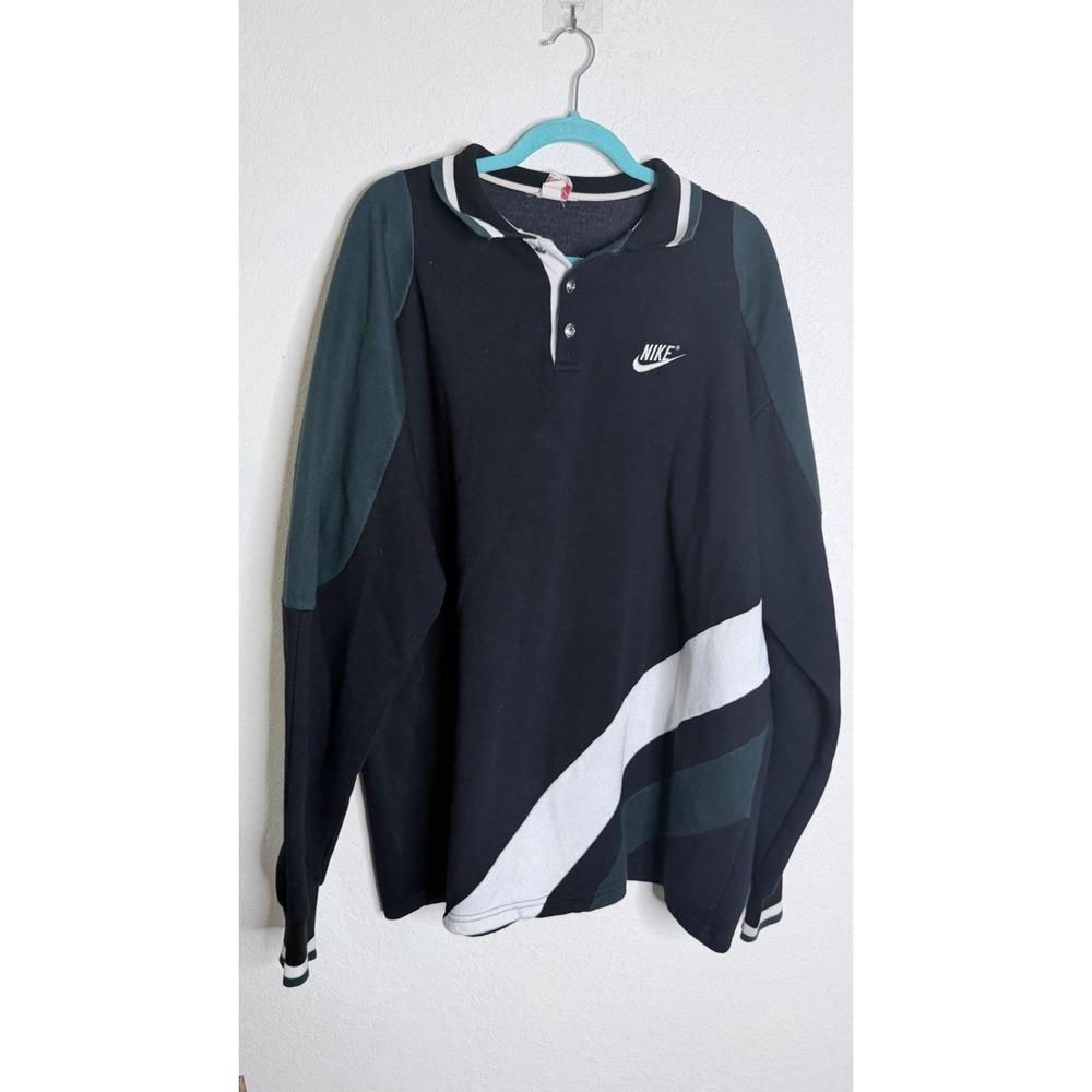 Vintage 90s Nike USA Colorblock Long Sleeve Rugby Polo Shirt Swoosh 2XL?